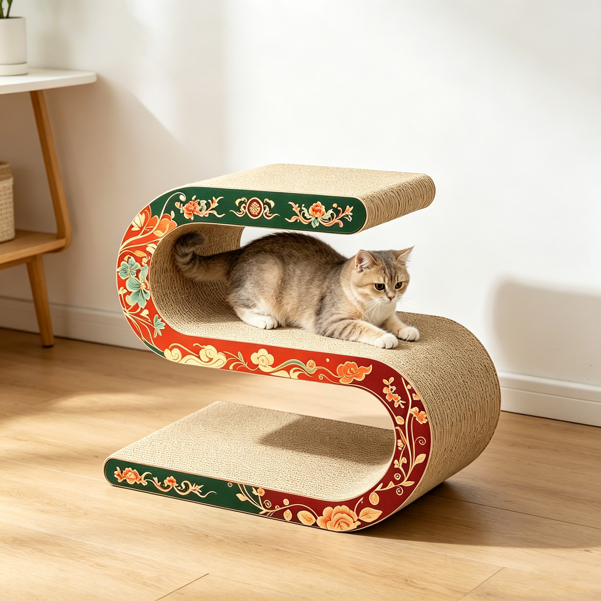 Product Title High Quality Customized National Tide S-shaped Ruyi Cat Scratch Board PJ-0016