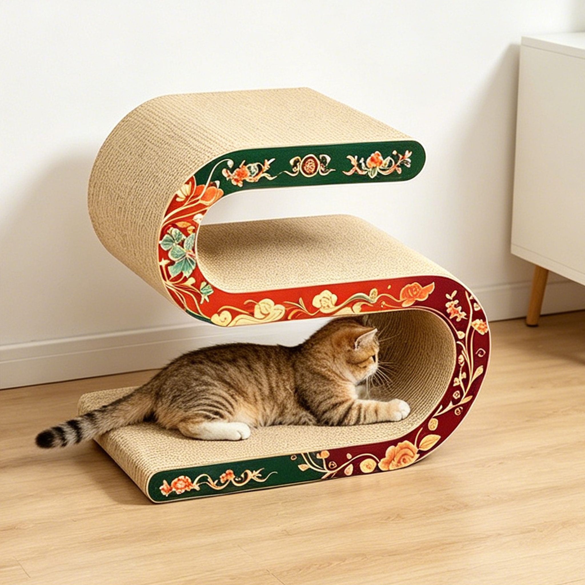 Product Title High Quality Customized National Tide S-shaped Ruyi Cat Scratch Board PJ-0016