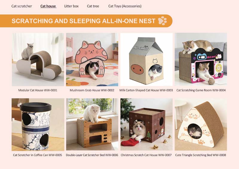cat scratchers, cat beds, cat houses,