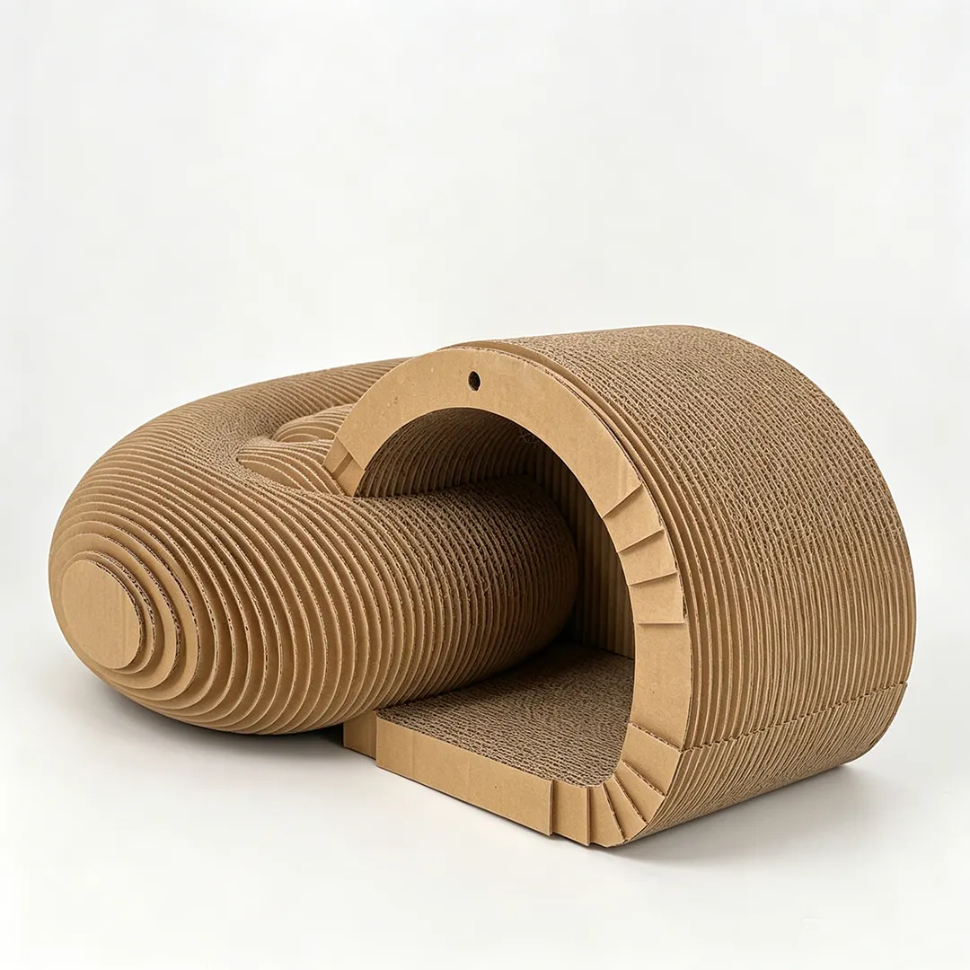 High-Quality Custom Artistic Snail-Shaped Curved Tunnel Cat Scratcher ZB-0152