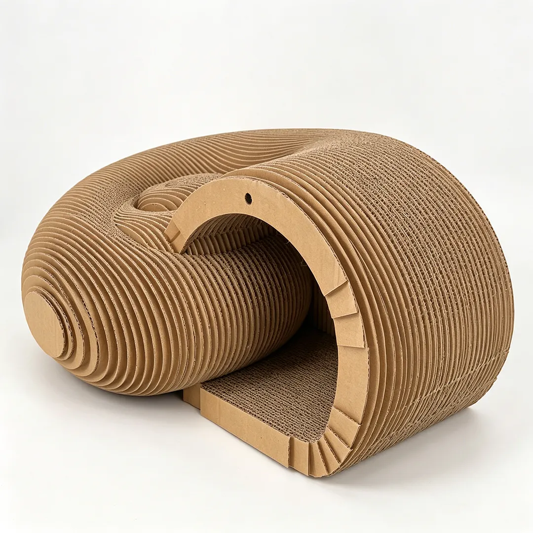 High-Quality Custom Artistic Snail-Shaped Curved Tunnel Cat Scratcher ZB-0152