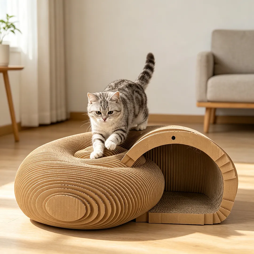 High-Quality Custom Artistic Snail-Shaped Curved Tunnel Cat Scratcher ZB-0152