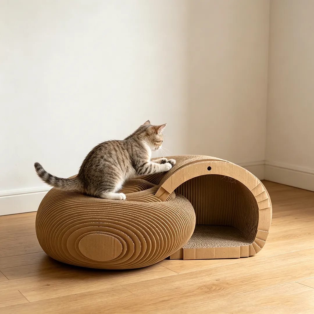 High-Quality Custom Artistic Snail-Shaped Curved Tunnel Cat Scratcher ZB-0152