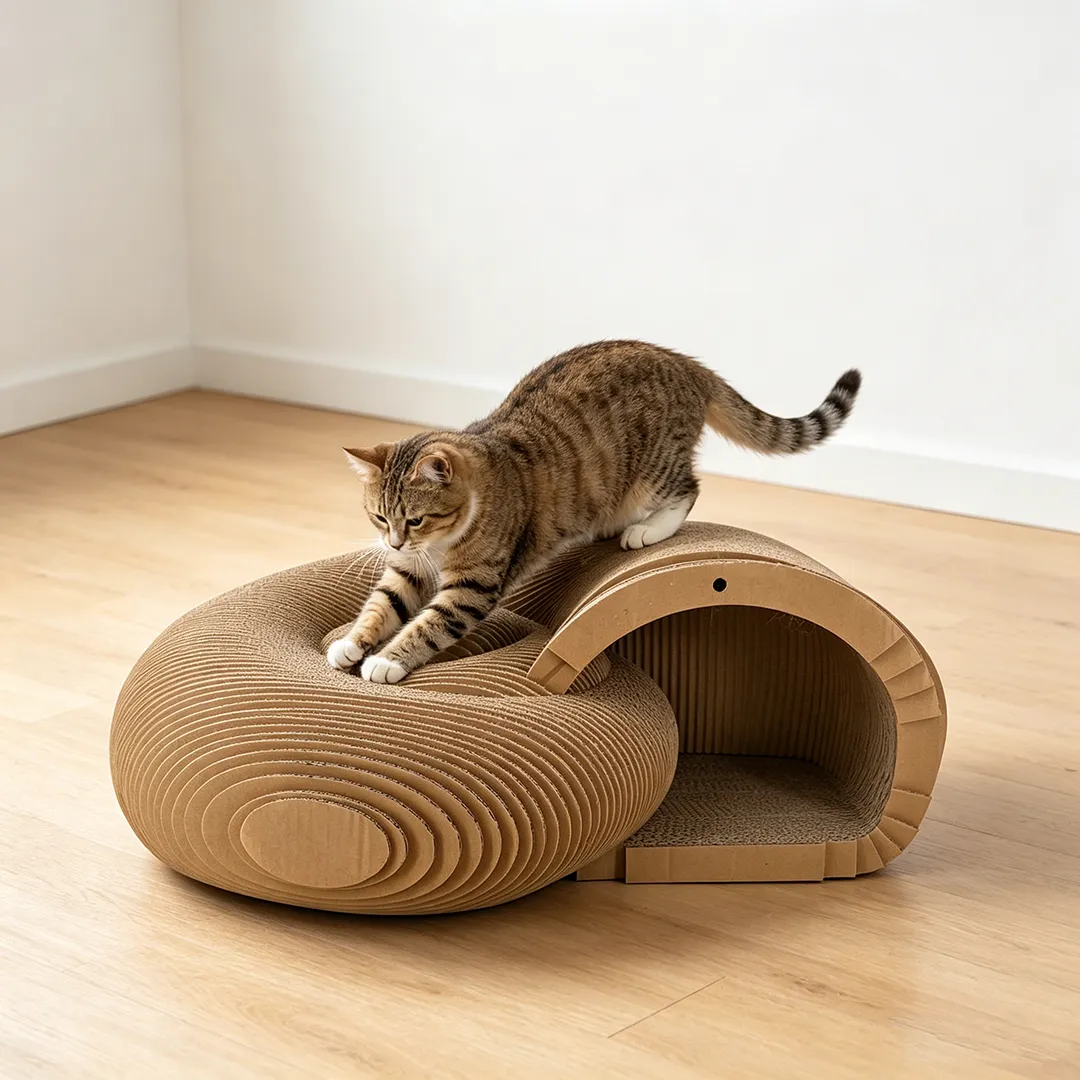 High-Quality Custom Artistic Snail-Shaped Curved Tunnel Cat Scratcher ZB-0152