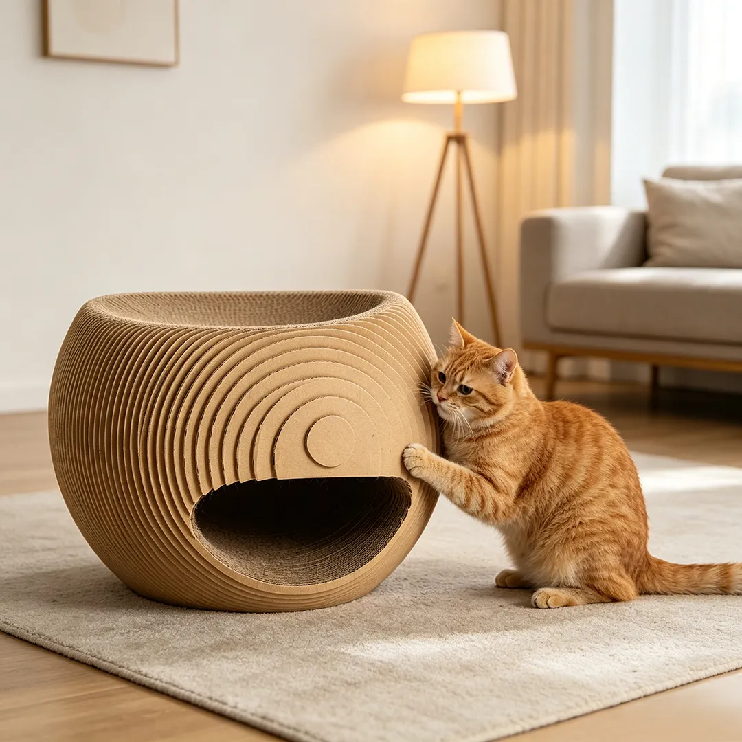 High-Quality Custom Round Wavy Texture Cat Rest House ZB-0155