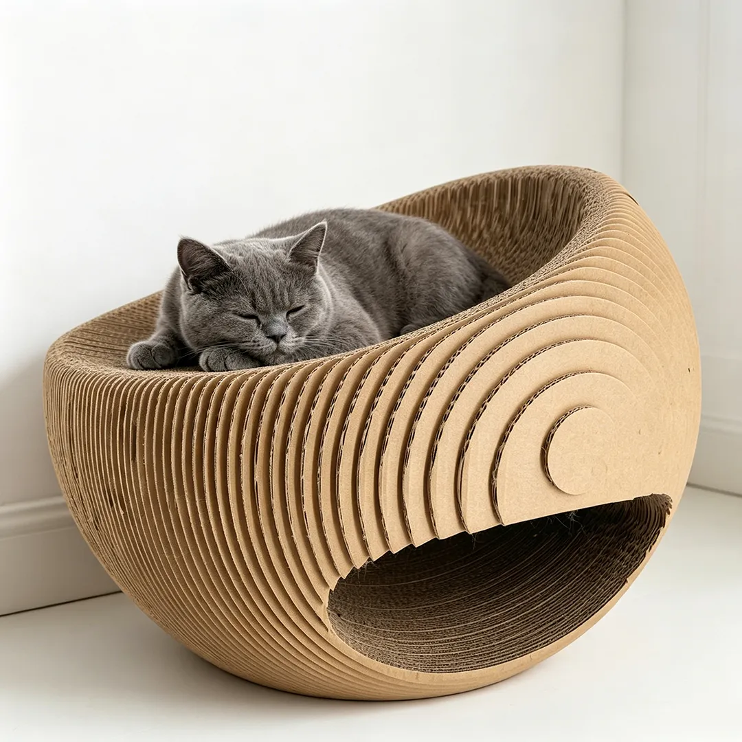 High-Quality Custom Round Wavy Texture Cat Rest House ZB-0155