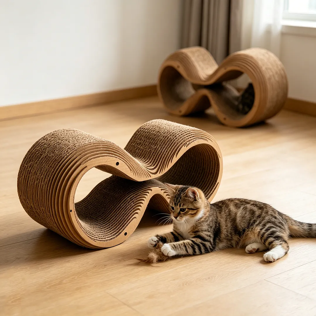 Wholesale Custom ZB-0158 Figure-Eight Double-Ring Cat Scratching Tunnel