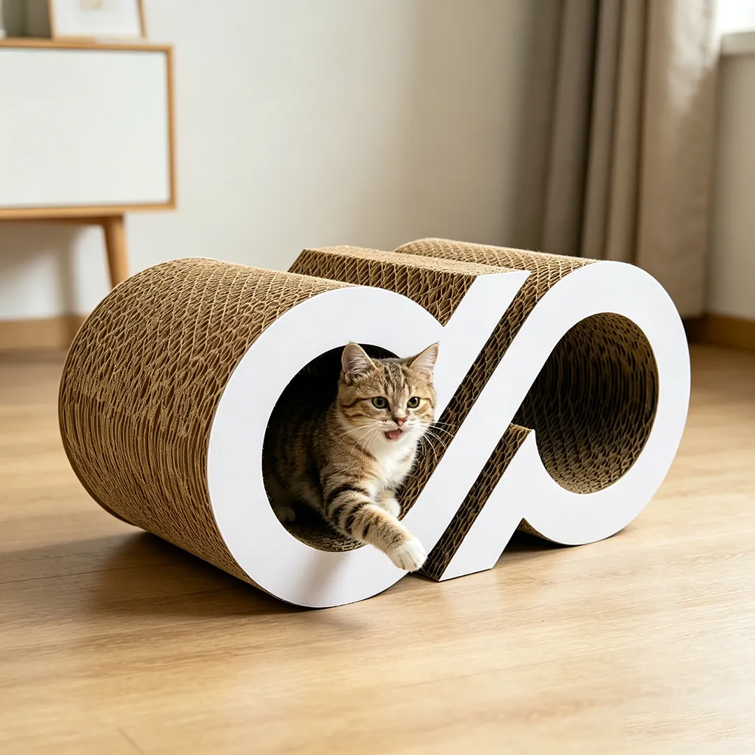 Wholesale Custom Geometric Letters Double Tunnel Cat Scratching Board ZB-0151
