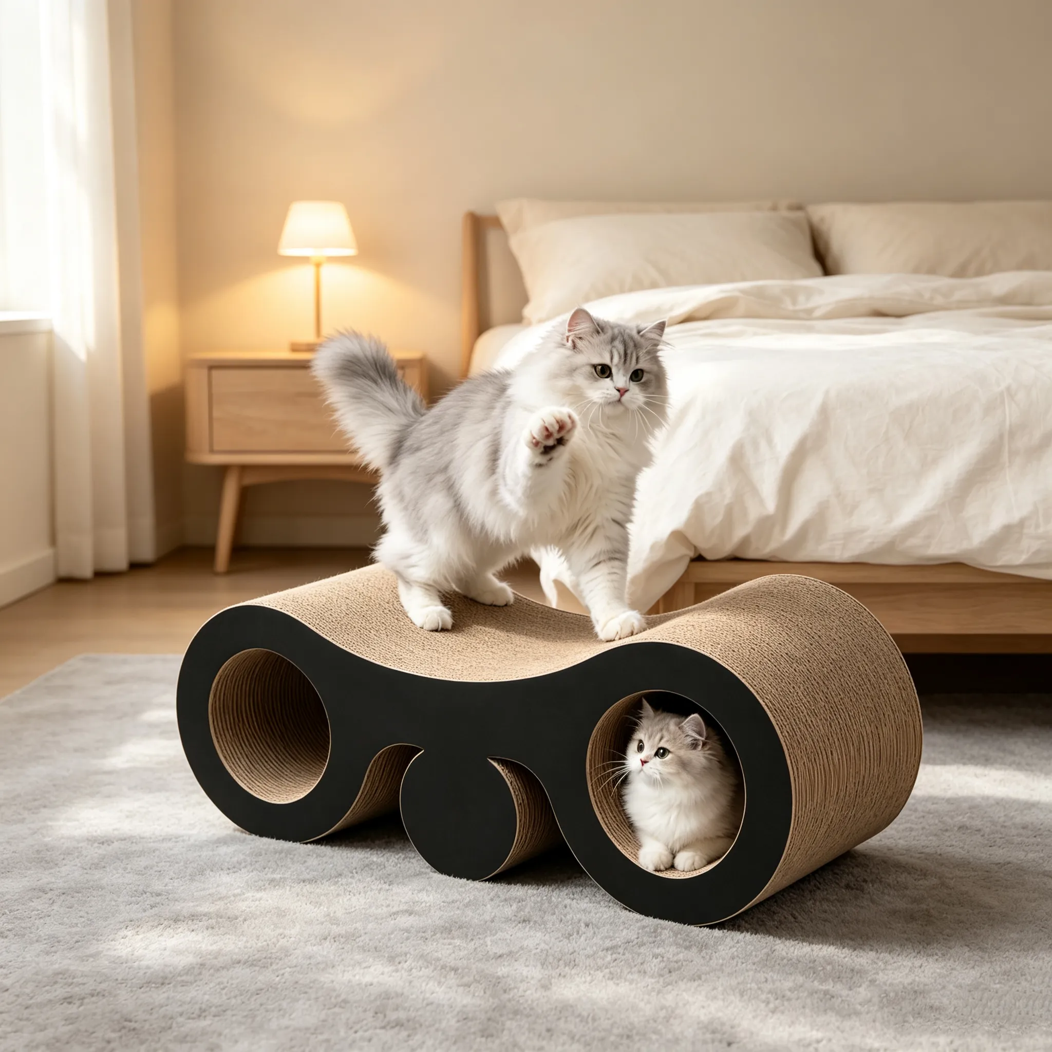 High quality custom telescope shape double barrel cat scratch plate ZB-0160