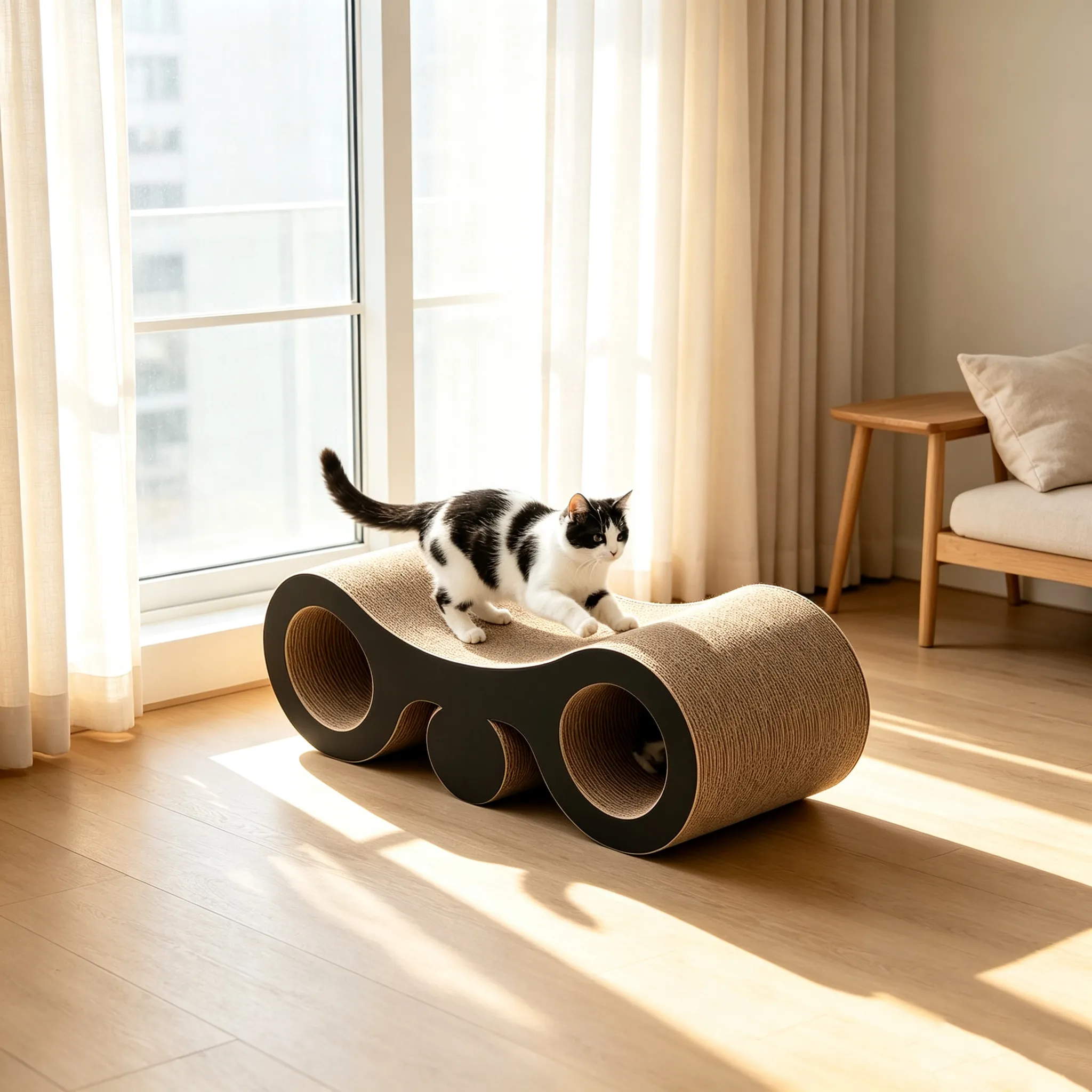 High quality custom telescope shape double barrel cat scratch plate ZB-0160