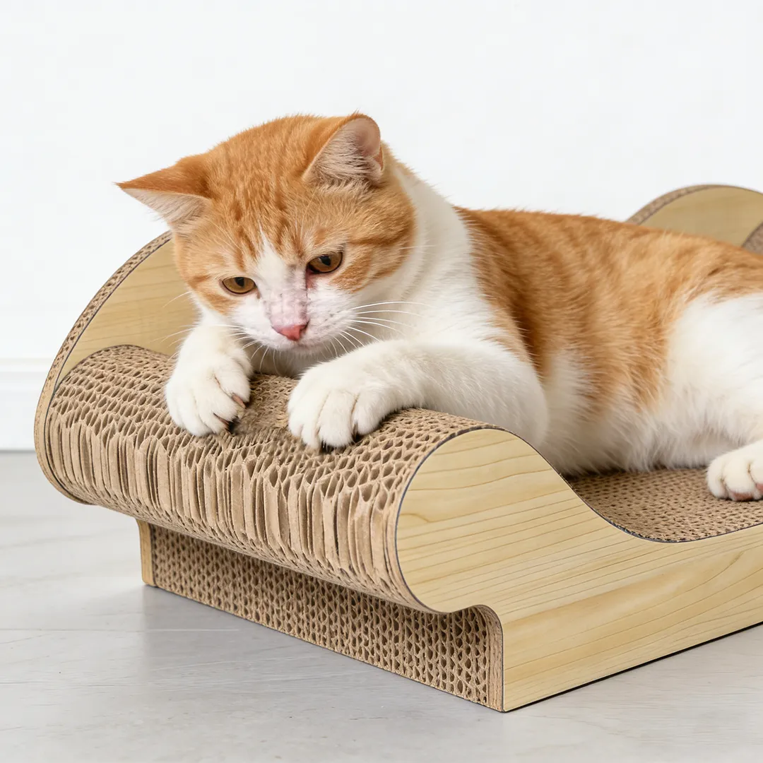 Custom Bulk Imitation Wood Wave Sofa Cat Scratcher ZB-0079