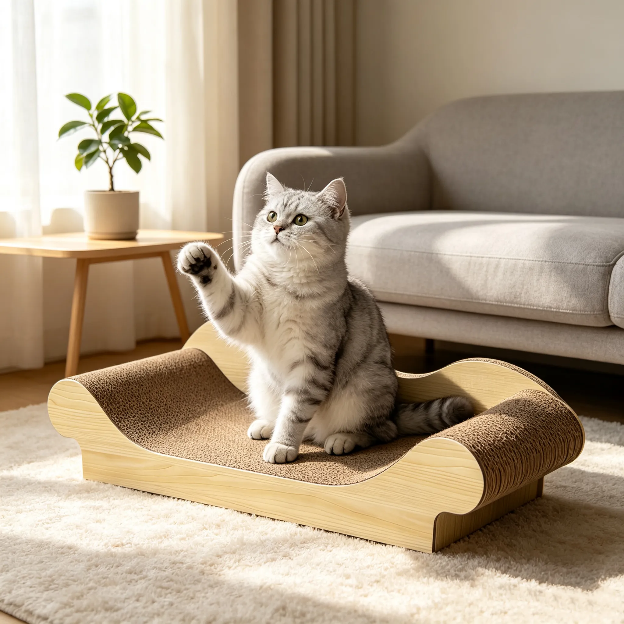 Custom Bulk Imitation Wood Wave Sofa Cat Scratcher ZB-0079