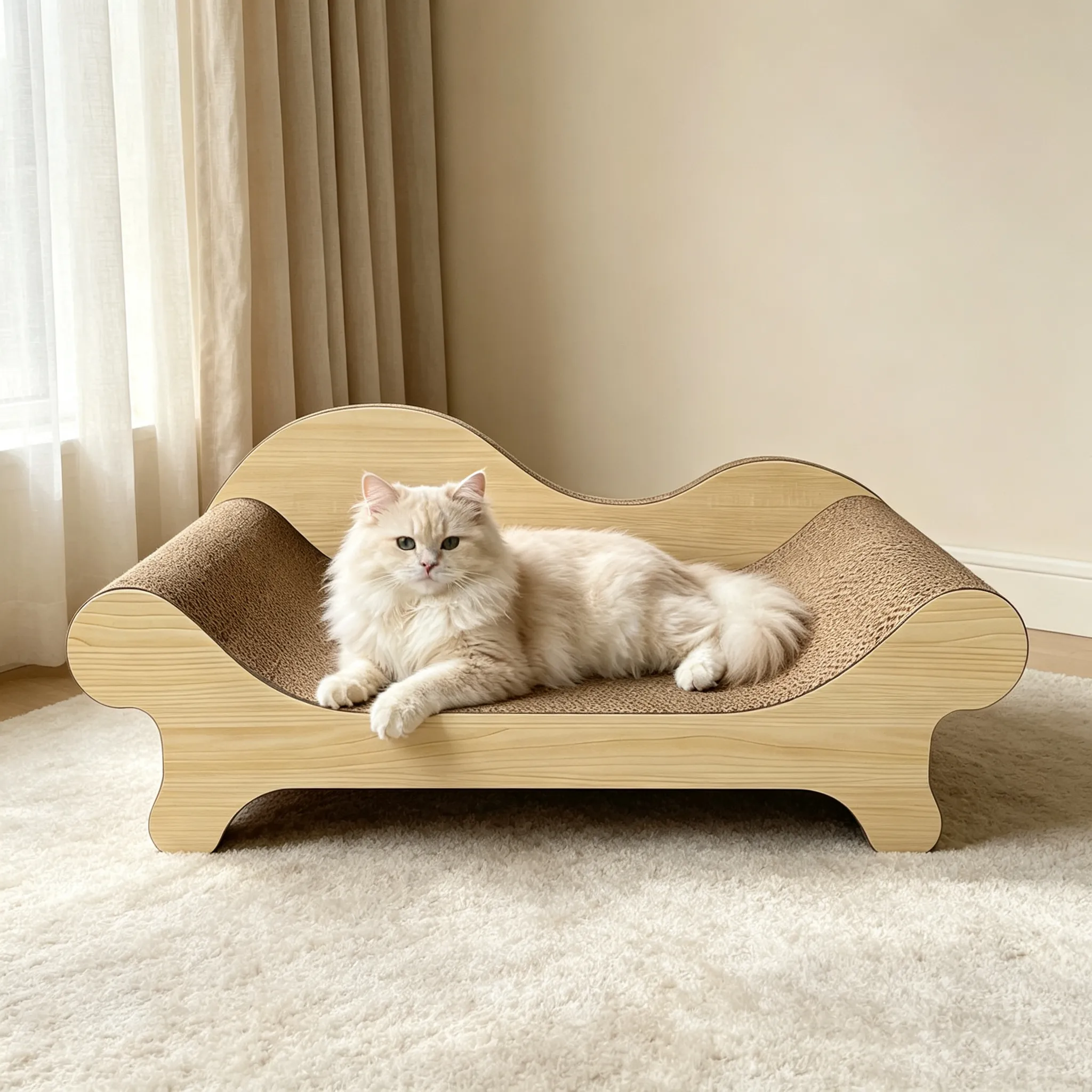 Custom Bulk Imitation Wood Wave Sofa Cat Scratcher ZB-0079