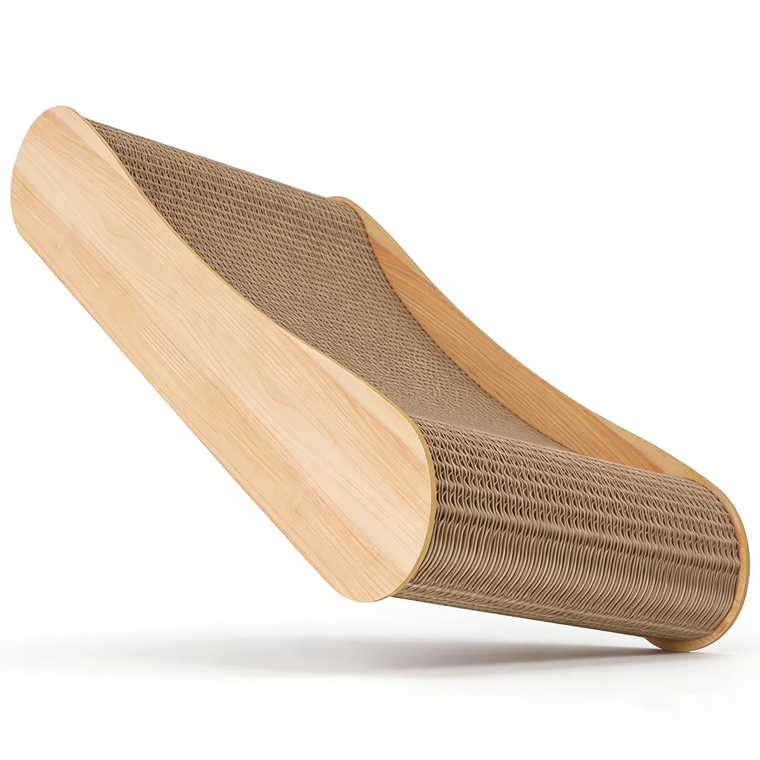 Wholesale Custom Wood Grain Spine-support Cat Scratcher Sofa ZB-0088