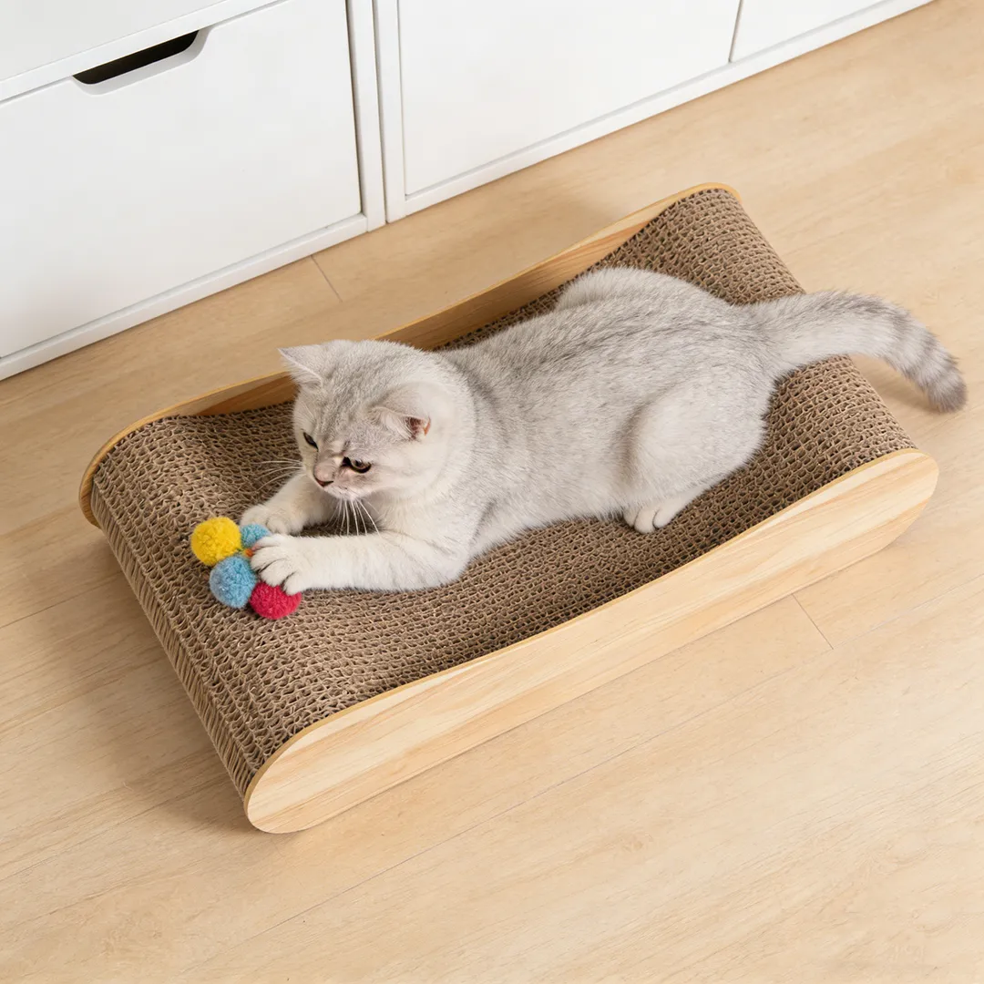 Wholesale Custom Wood Grain Spine-support Cat Scratcher Sofa ZB-0088