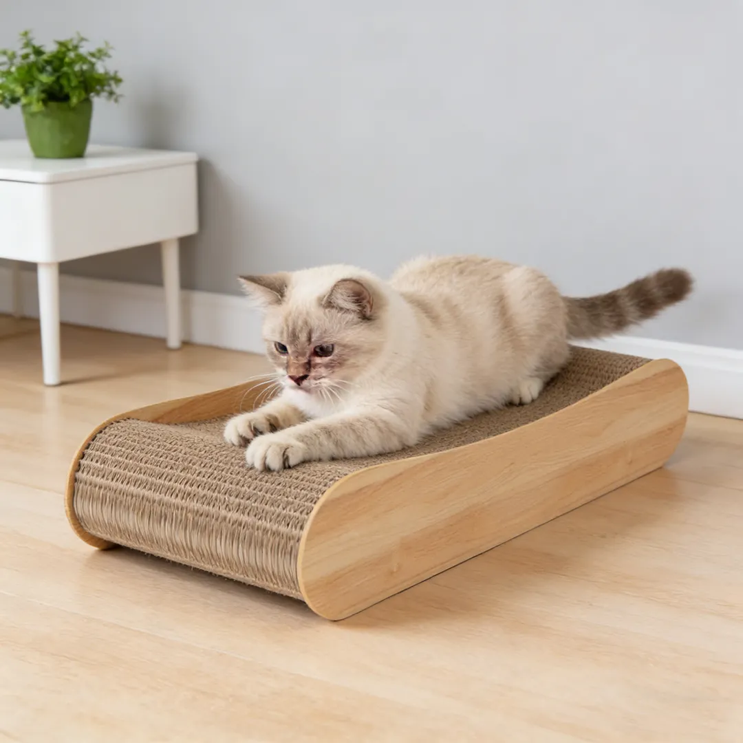 Wholesale Custom Wood Grain Spine-support Cat Scratcher Sofa ZB-0088