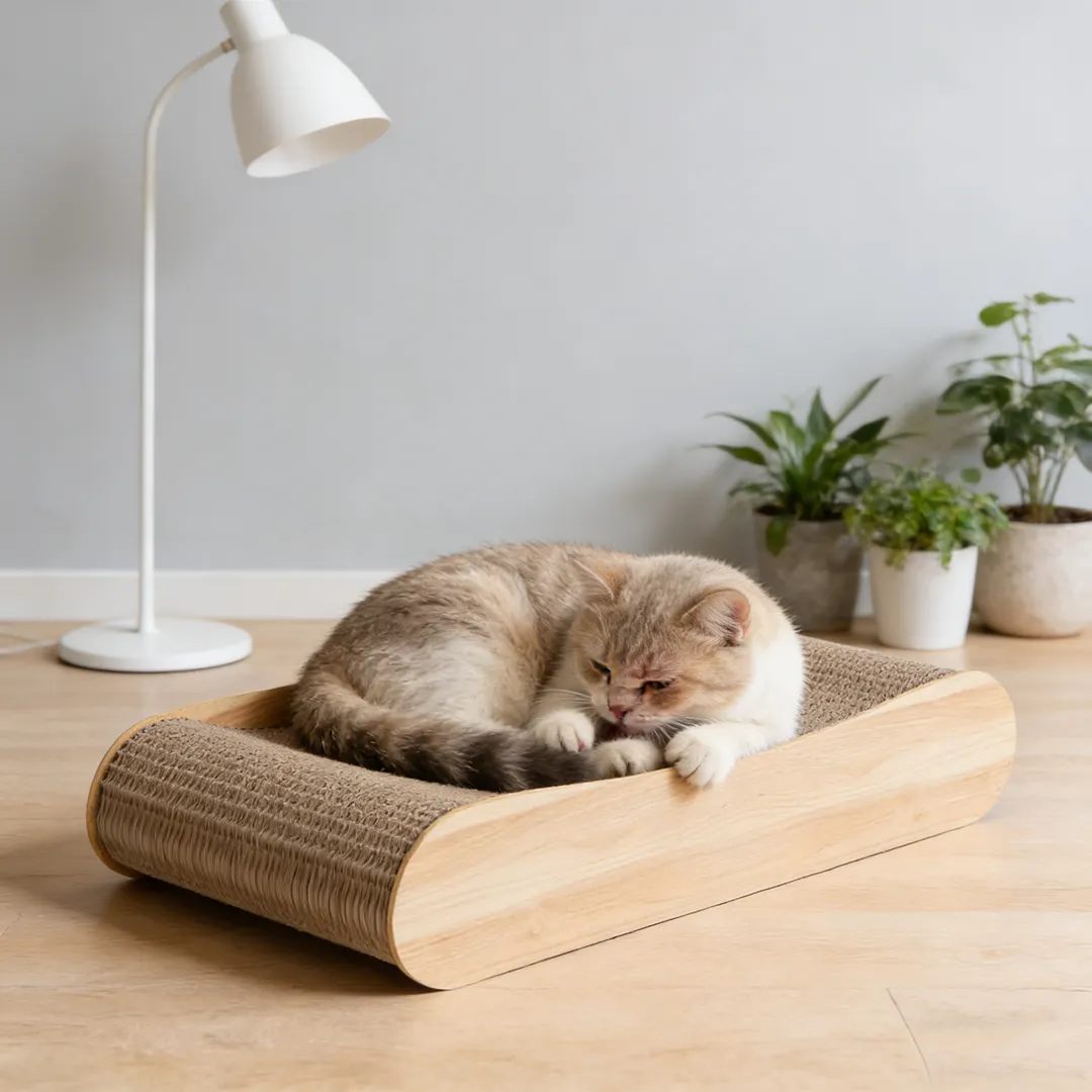 Wholesale Custom Wood Grain Spine-support Cat Scratcher Sofa ZB-0088