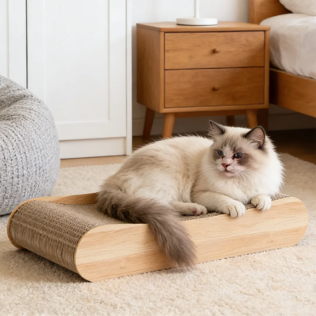 Wholesale Custom Wood Grain Spine-support Cat Scratcher Sofa ZB-0088