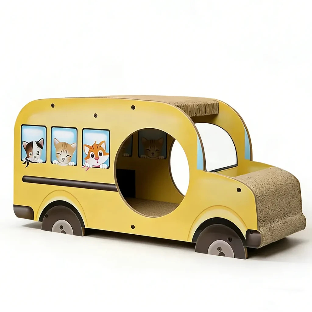 English: Hot Selling Custom School Bus Multi-functional Cat Scratcher