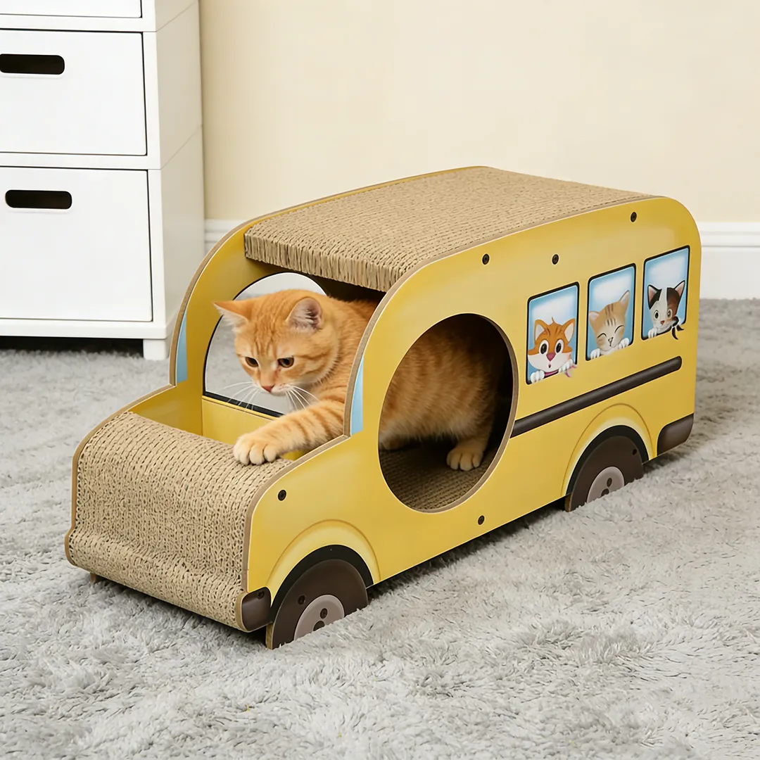English: Hot Selling Custom School Bus Multi-functional Cat Scratcher ZB-0066