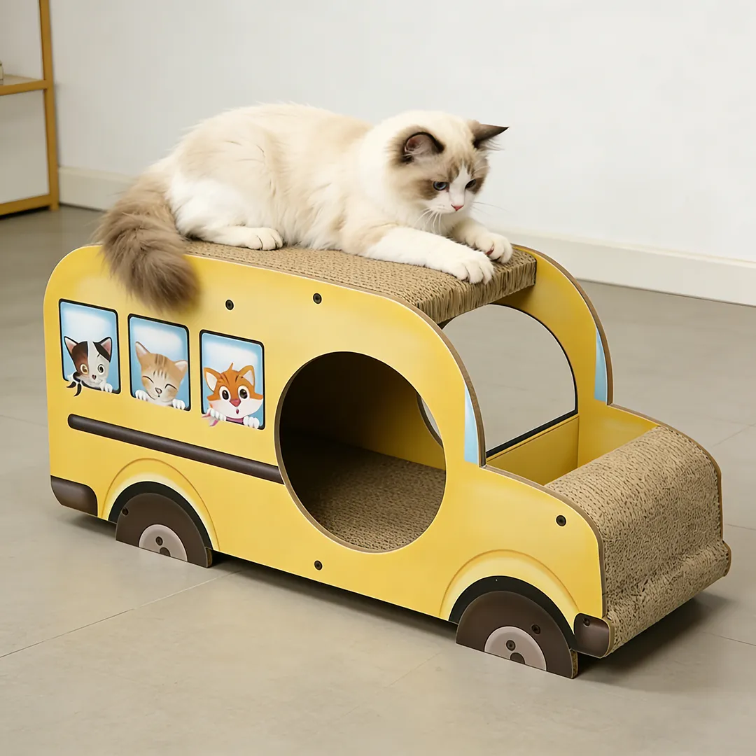 English: Hot Selling Custom School Bus Multi-functional Cat Scratcher ZB-0066