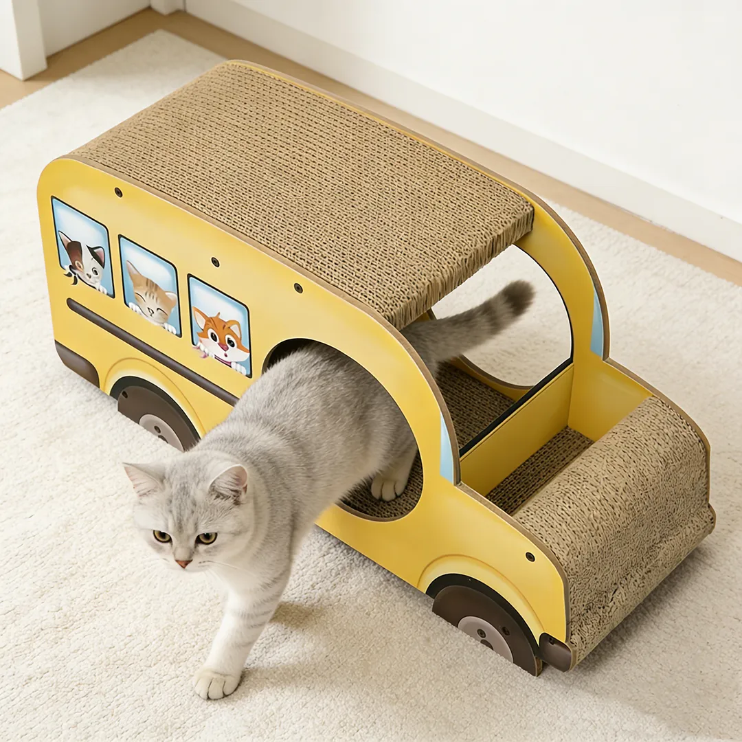 English: Hot Selling Custom School Bus Multi-functional Cat Scratcher ZB-0066