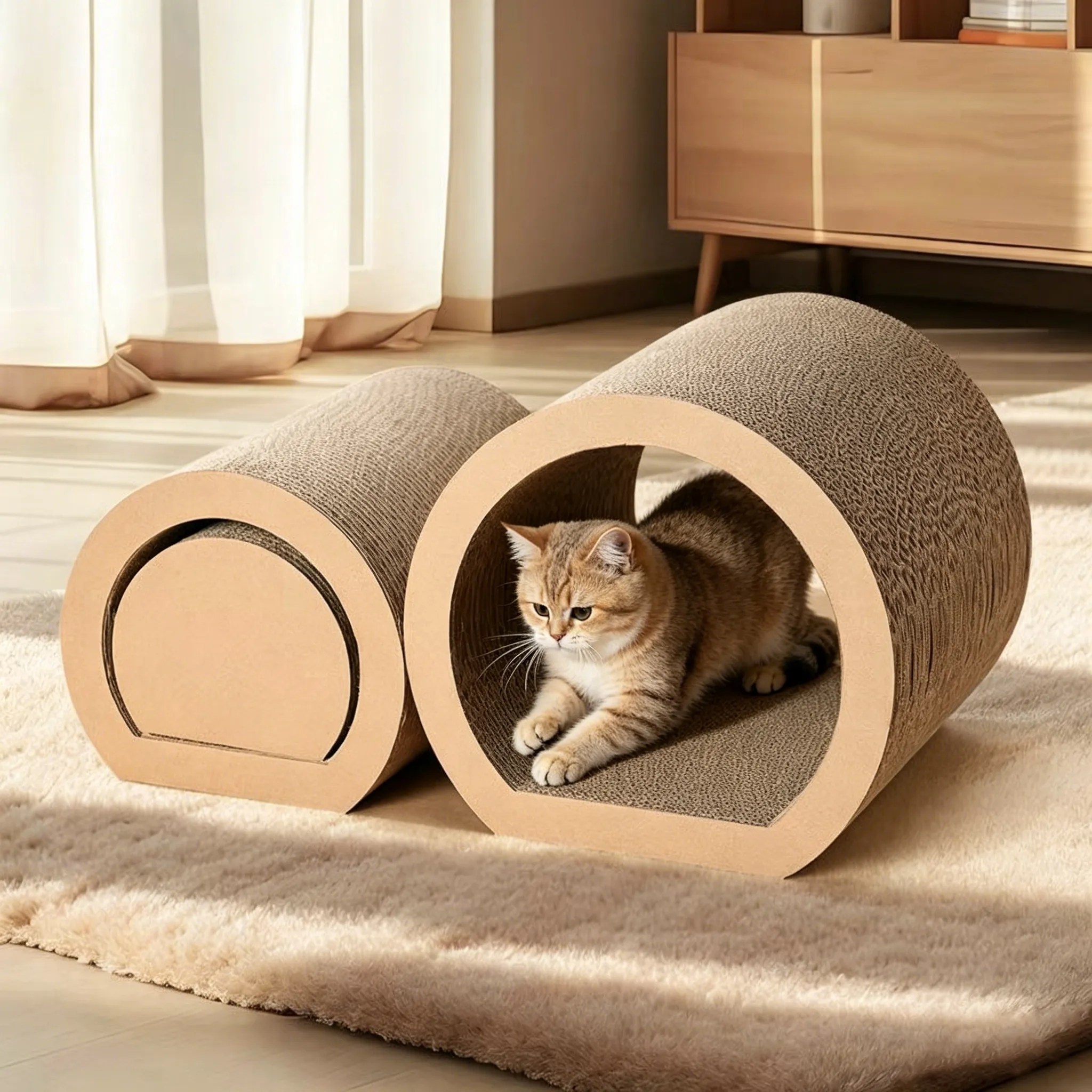 Hot Selling Custom 3-in-1 Modular Cat Scratcher & Cat Cave Set ZB-0127