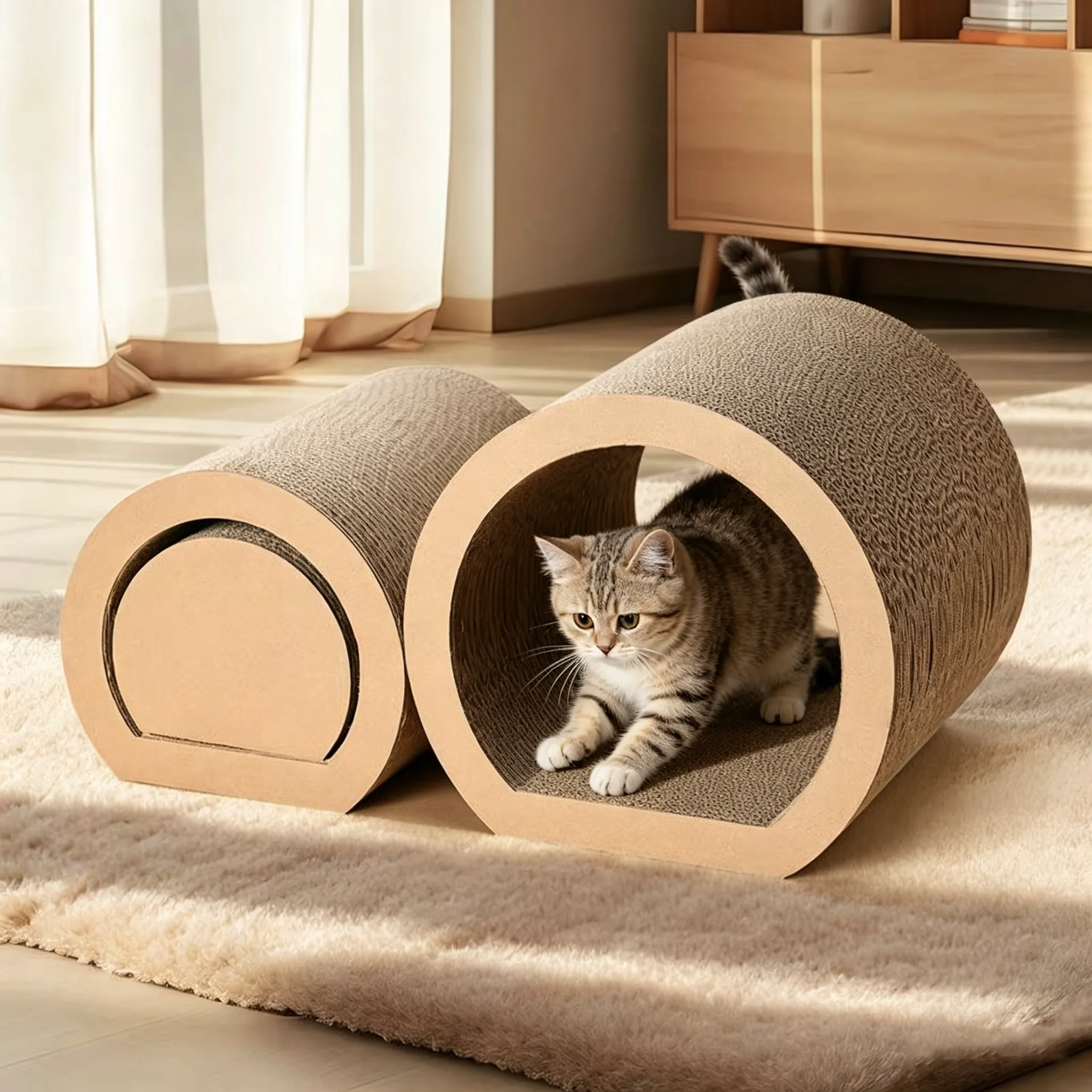 Hot Selling Custom 3-in-1 Modular Cat Scratcher & Cat Cave Set ZB-0127