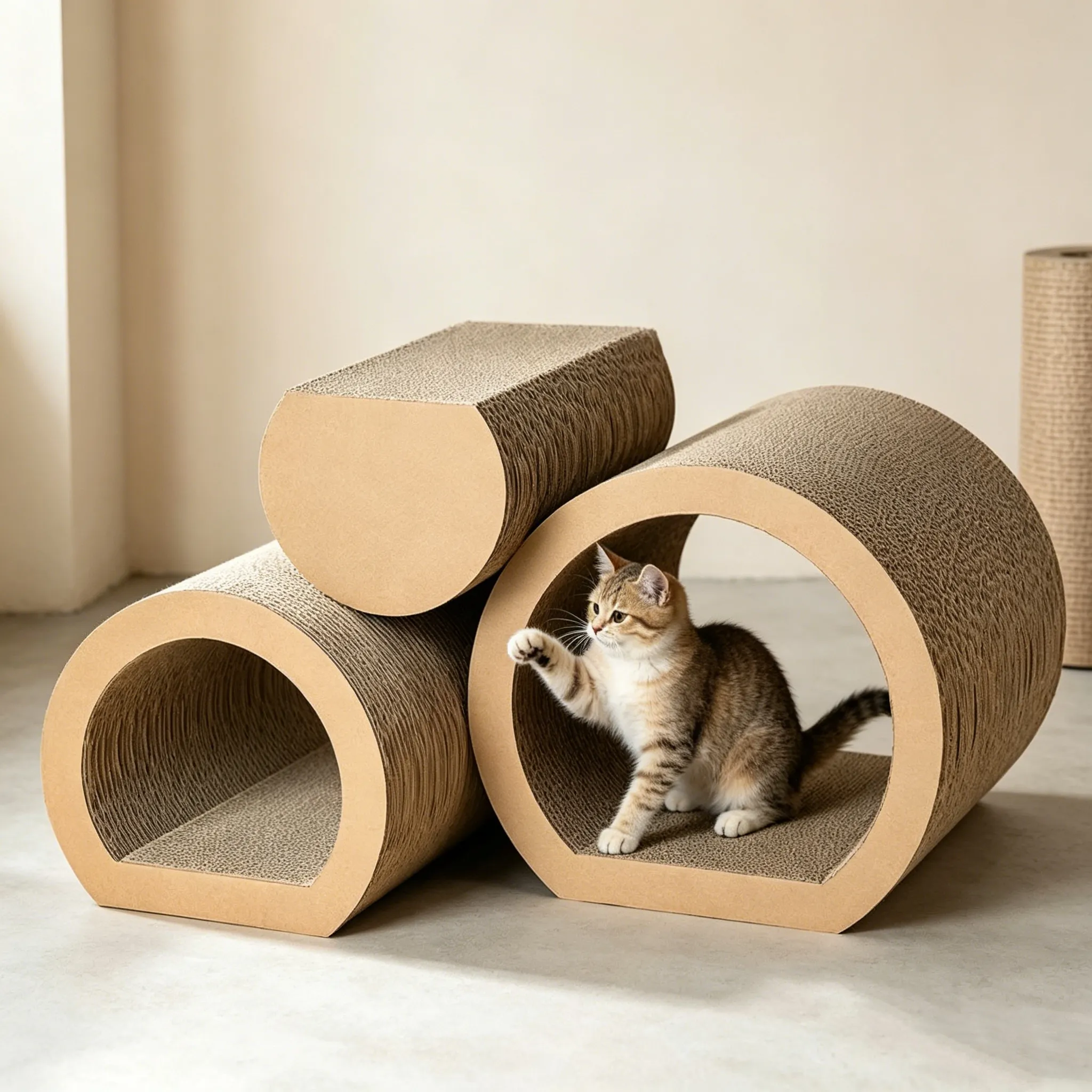 Hot Selling Custom 3-in-1 Modular Cat Scratcher & Cat Cave Set ZB-0127