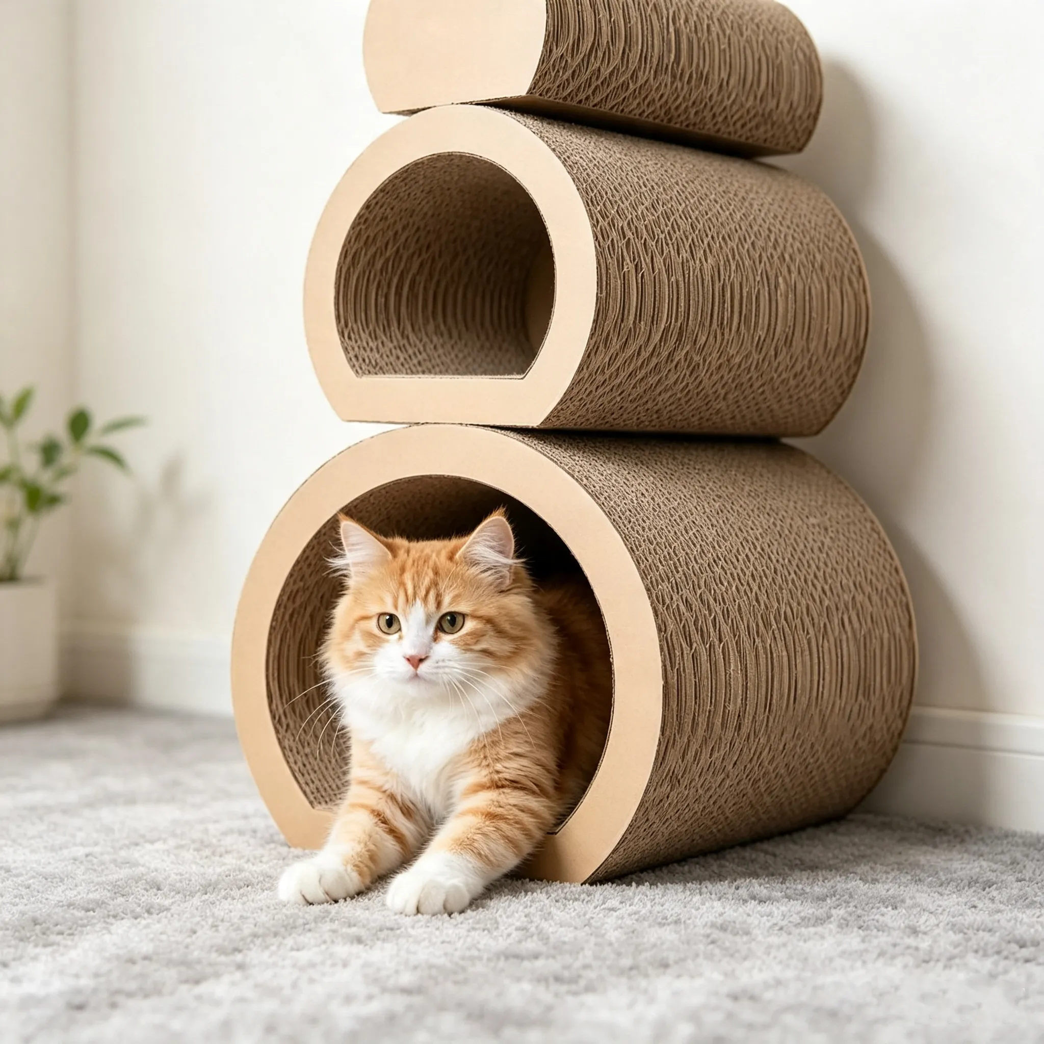 Hot Selling Custom 3-in-1 Modular Cat Scratcher & Cat Cave Set ZB-0127