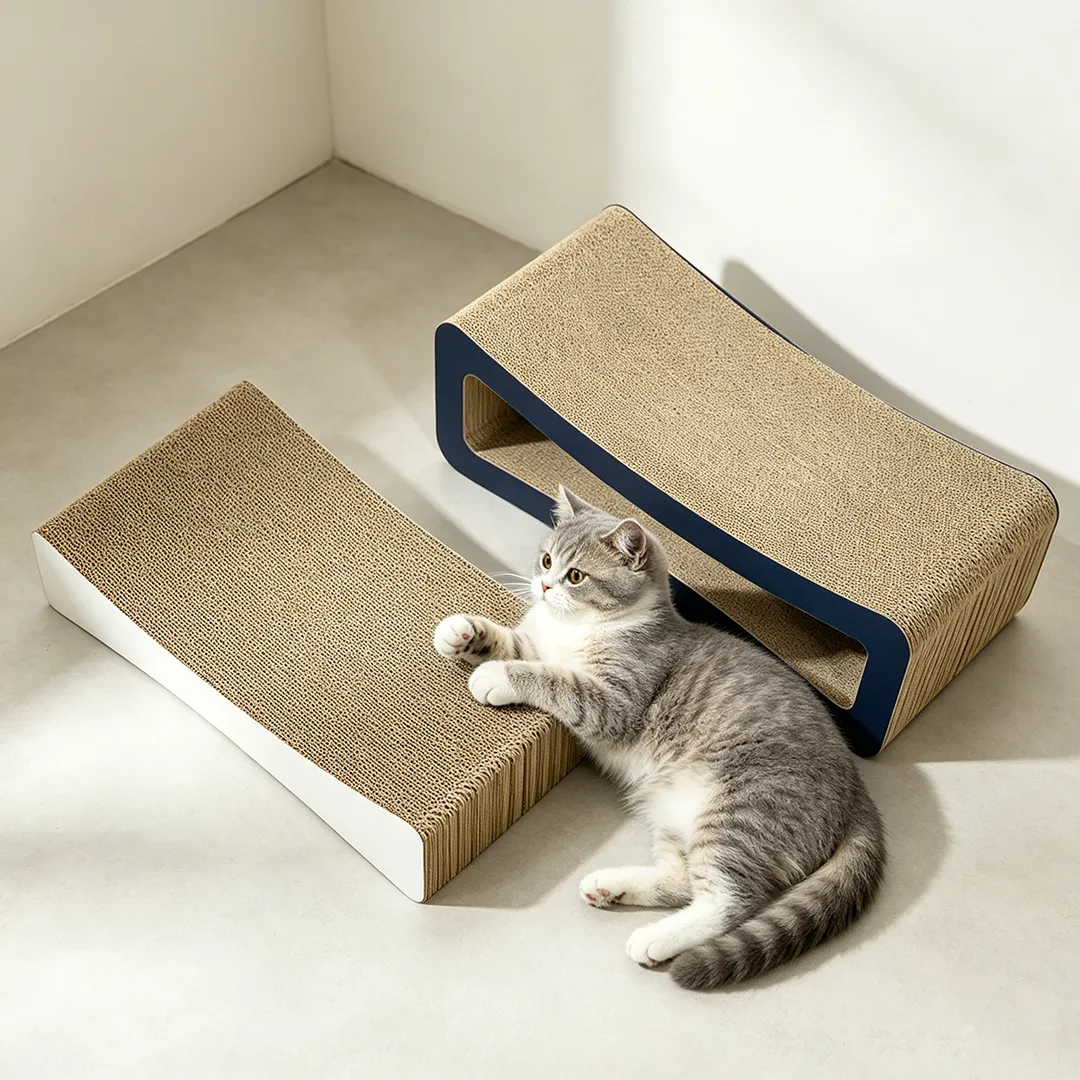 High-end Custom Mother-Kitten Color-Block Layered Cat Scratcher ZB-0146