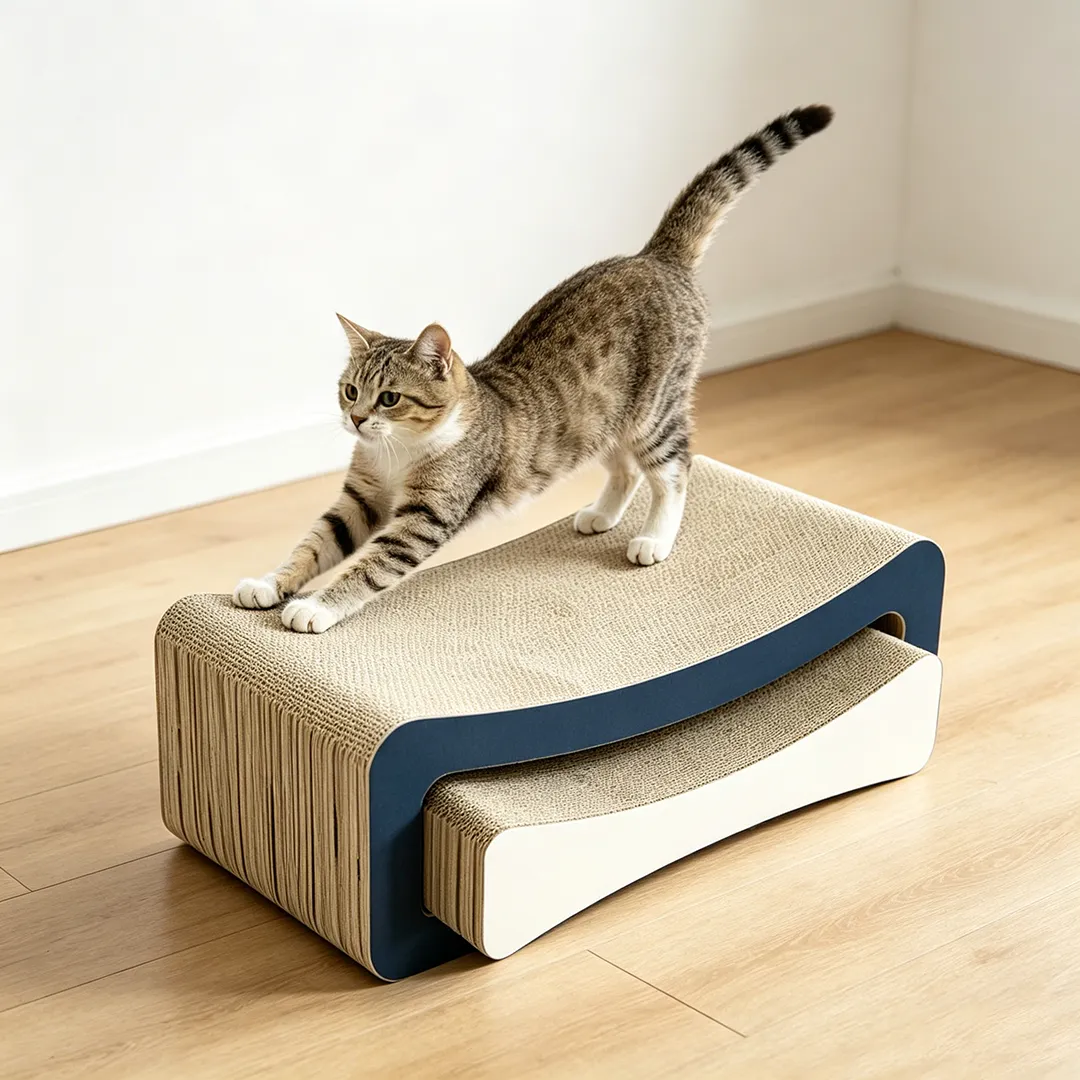 High-end Custom Mother-Kitten Color-Block Layered Cat Scratcher ZB-0146