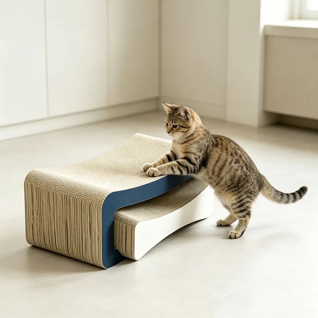 High-end Custom Mother-Kitten Color-Block Layered Cat Scratcher ZB-0146