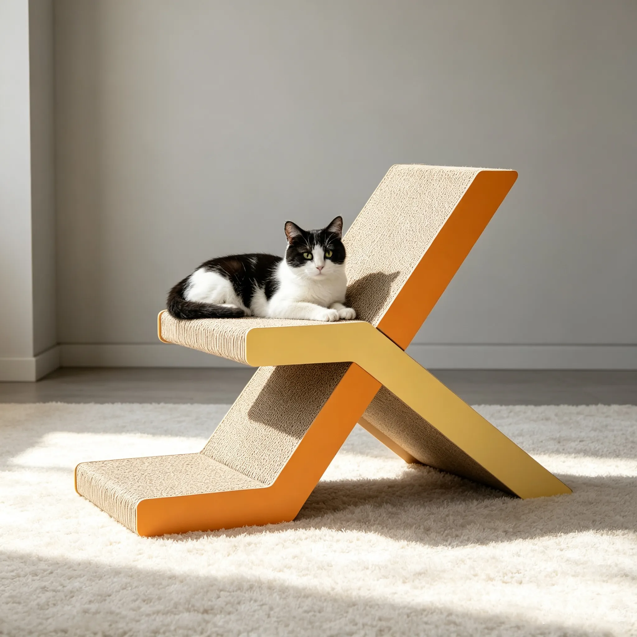 High Quality Custom X-Shaped Interlock Color-Block Cat Scratcher, Model ZB-0169