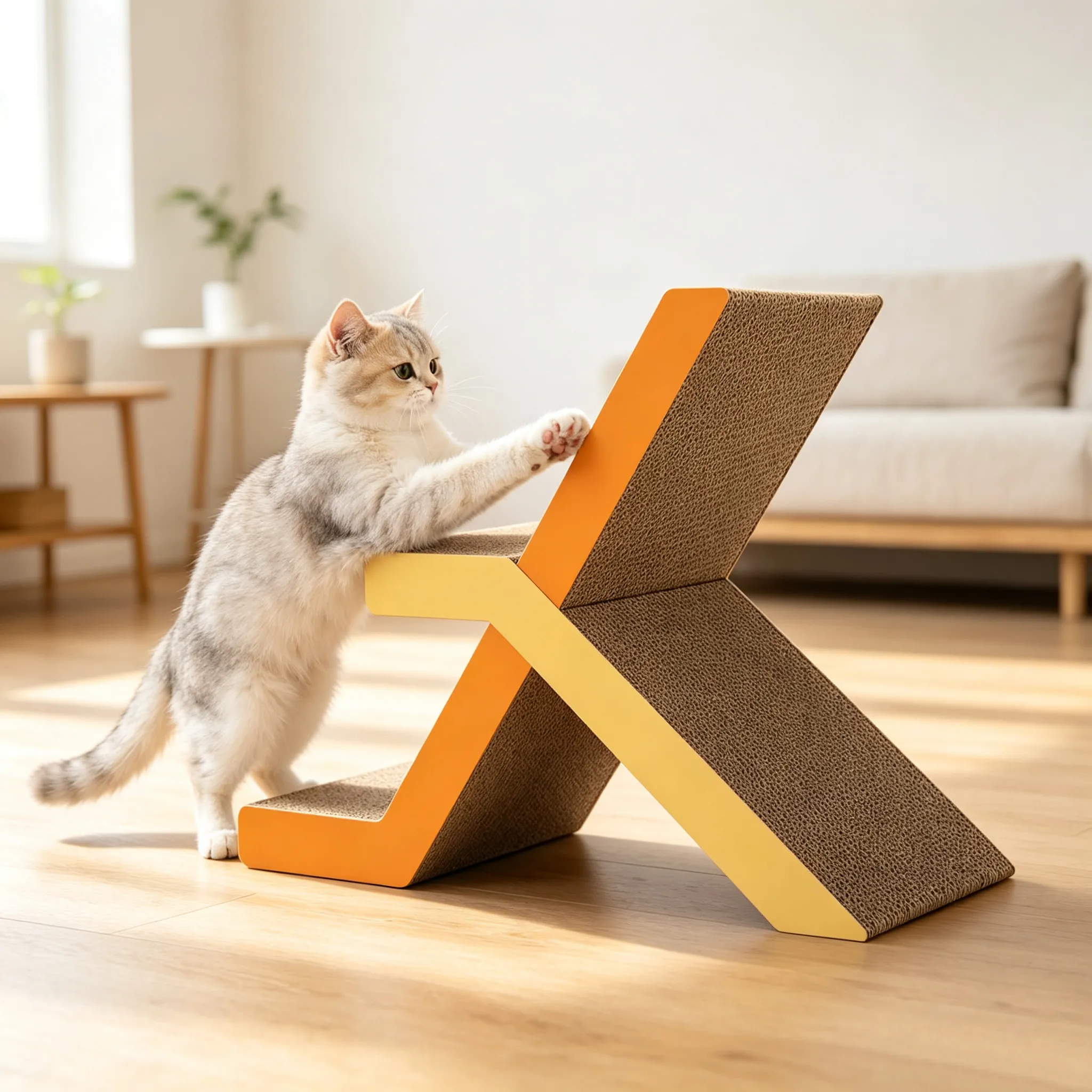 High Quality Custom X-Shaped Interlock Color-Block Cat Scratcher, Model ZB-0169
