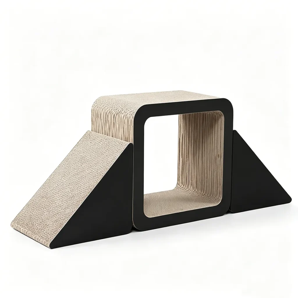 Premium Custom Minimalist Black Geometric Cat Scratcher House