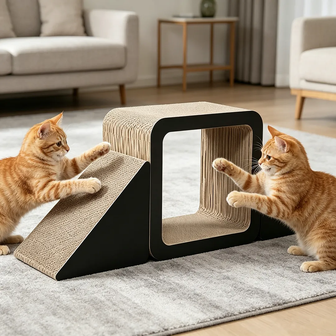 Premium Custom Minimalist Black Geometric Cat Scratcher House ZB-0177