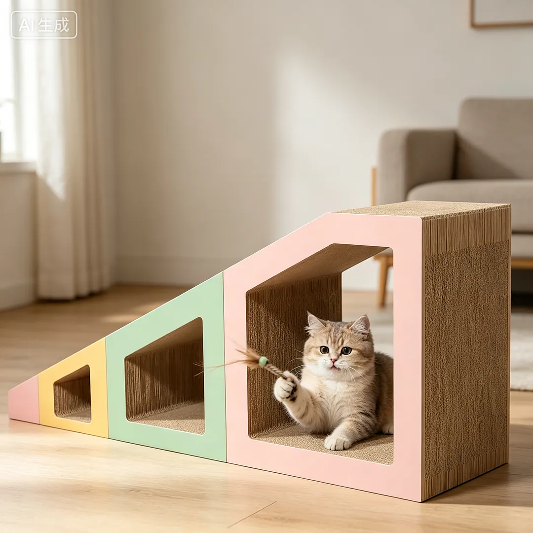Custom High-Quality 4-in-1 Nestable Cat Scratcher House ZB-0184