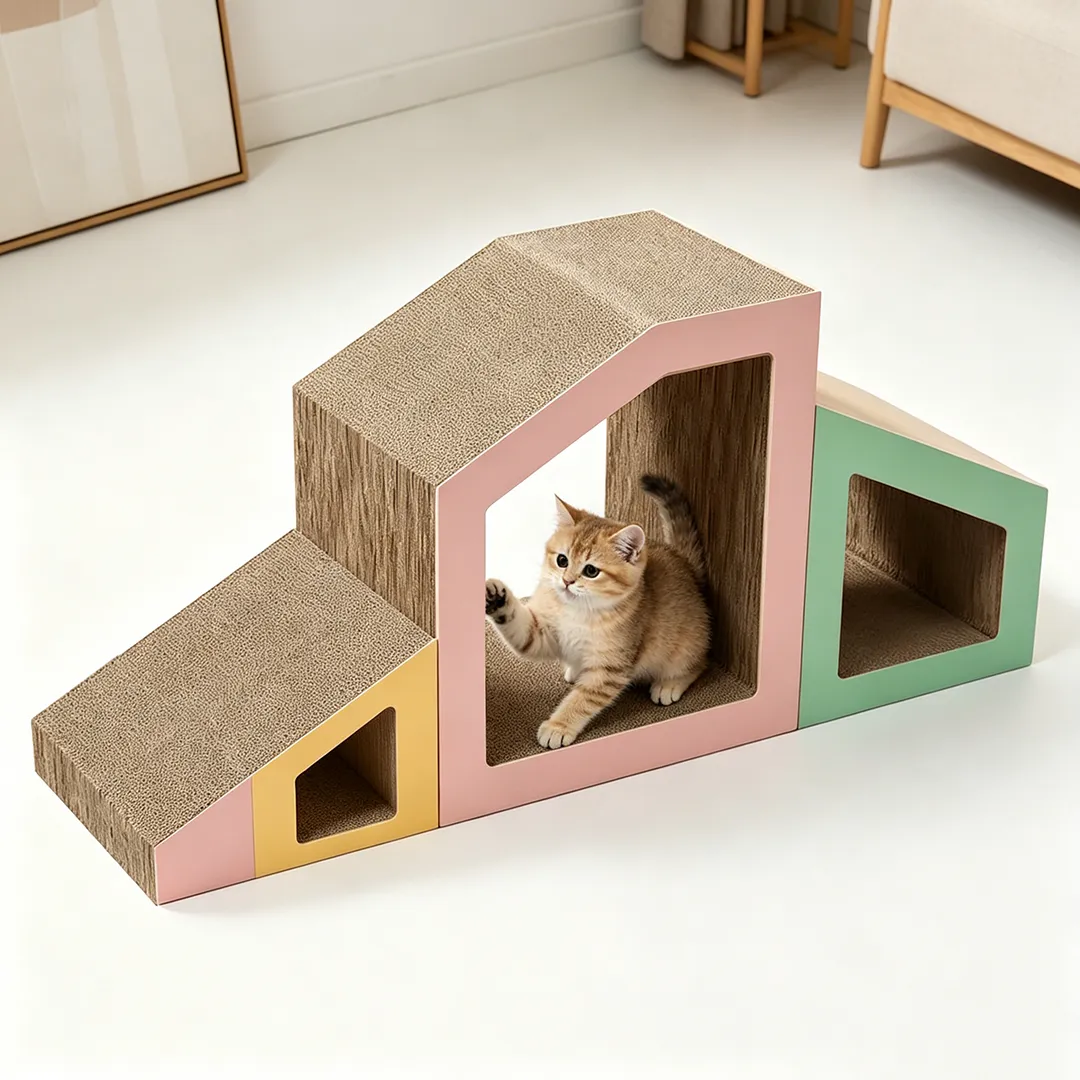 Custom High-Quality 4-in-1 Nestable Cat Scratcher House ZB-0184