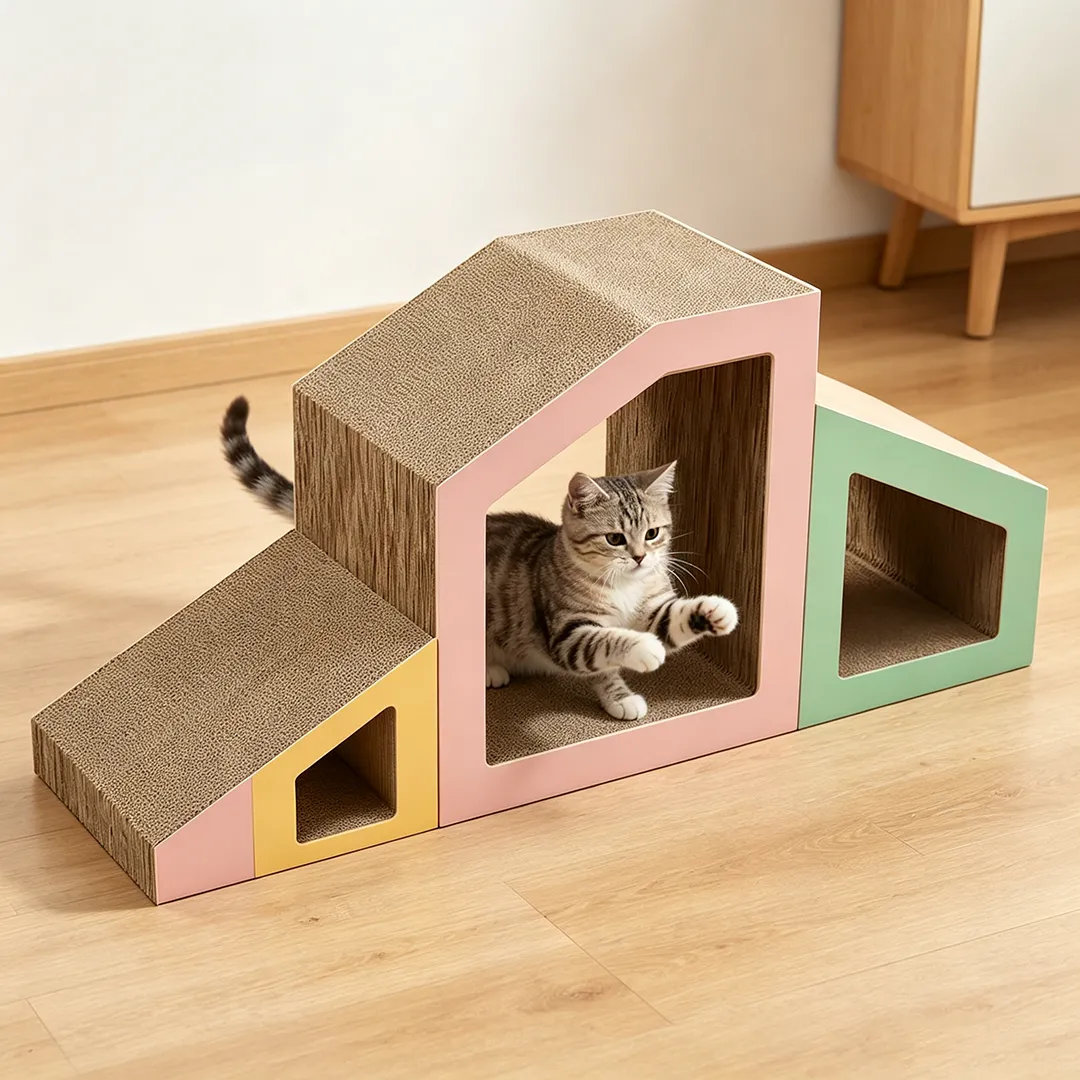 Custom High-Quality 4-in-1 Nestable Cat Scratcher House ZB-0184