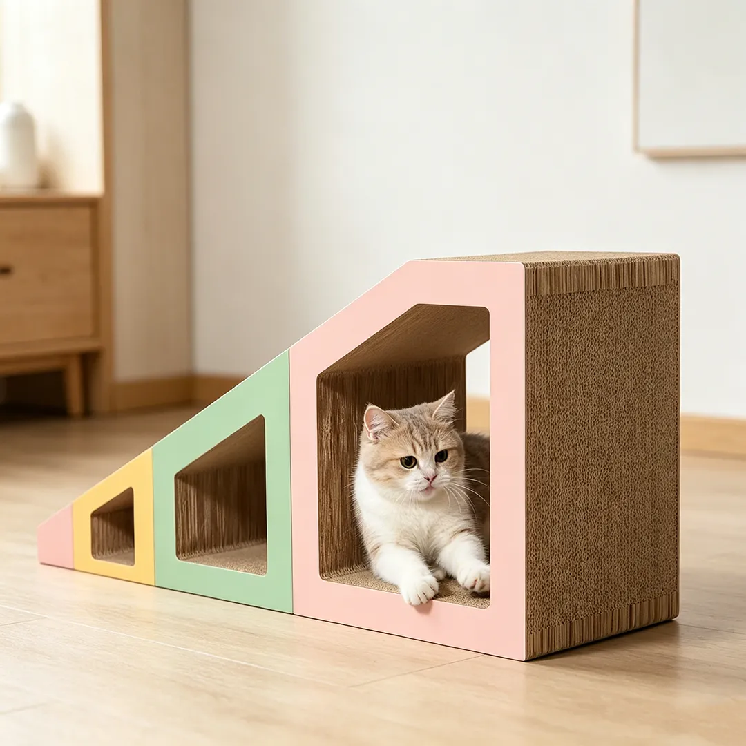 Custom High-Quality 4-in-1 Nestable Cat Scratcher House ZB-0184